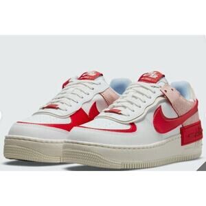 Nike Air Force 1 Shadow Cracked Leather White-Red Women's Size 6